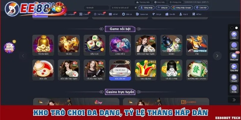 Kho trò chơi đa dạng, tỷ lệ thắng hấp dẫn